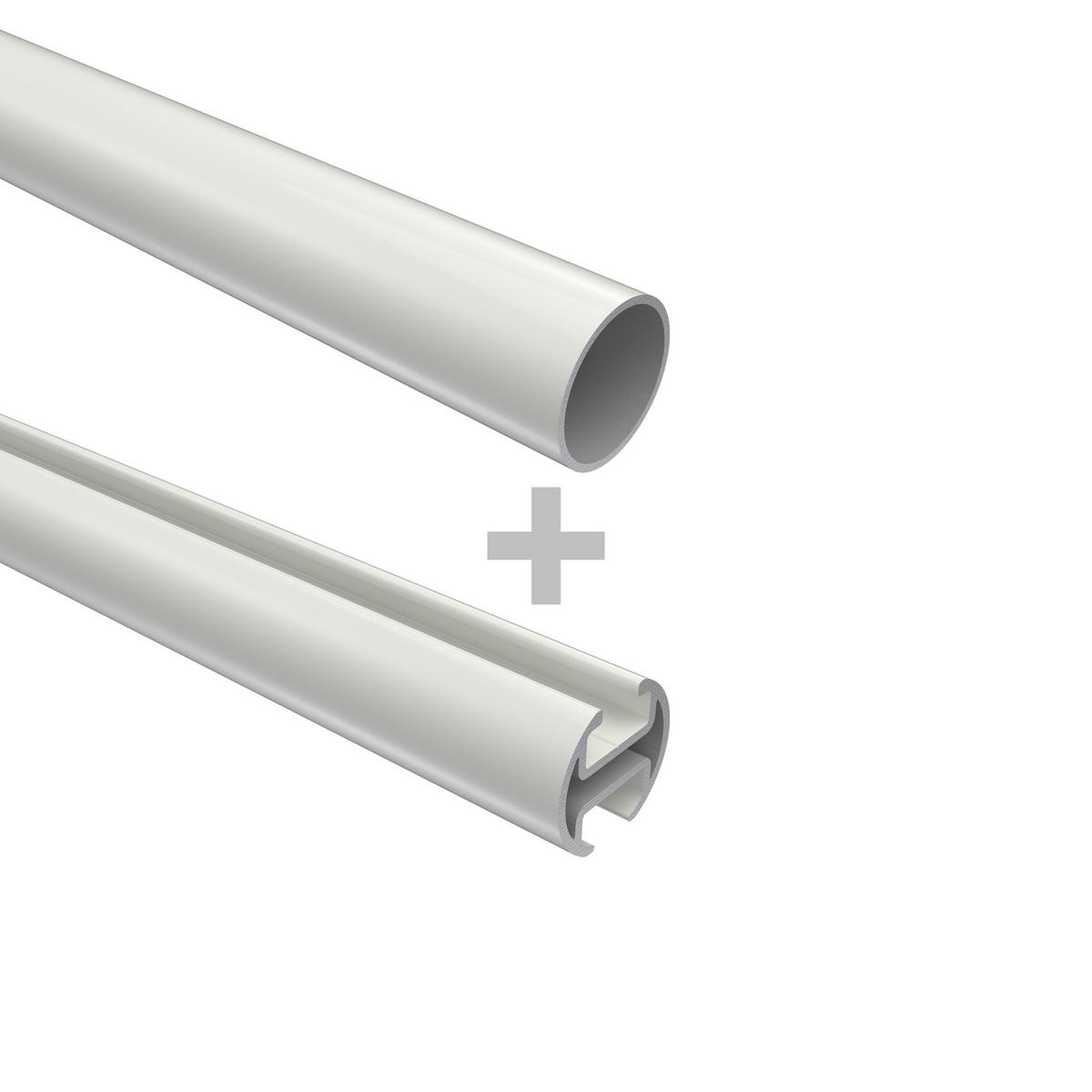 GARDINENSTANGE RUNDROHR-INNENLAUF Prestige Santo 280 cm (geteilt in 2 x 140 cm), 2-läufig, 20 mm Ø Weiß - Weiß, Metall (280cm) - INTERDECO