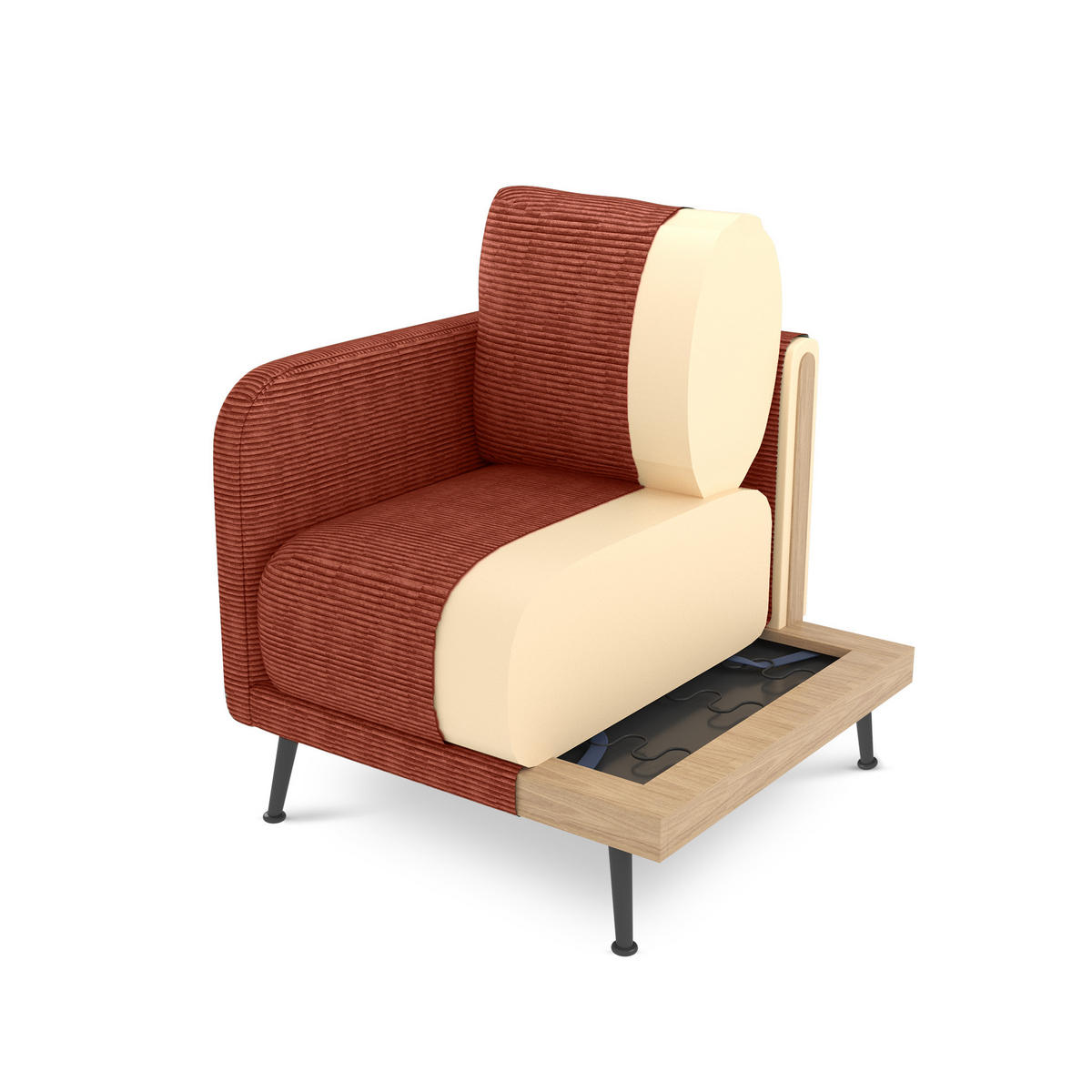 DESIGNER-SESSEL Emma aus Cord in Terrakotta - Rotbraun/Terra cotta, Holz/Holzwerkstoff (71/81/75cm) - Sicaan