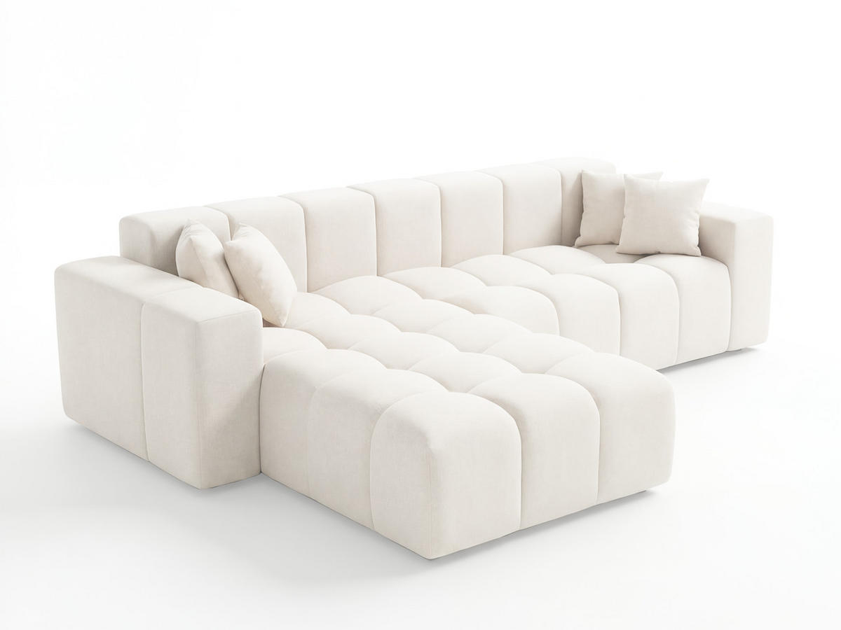 ECKSOFA Loopo Creme Links - Creme, Holz/Textil (265/180cm) - Graingold