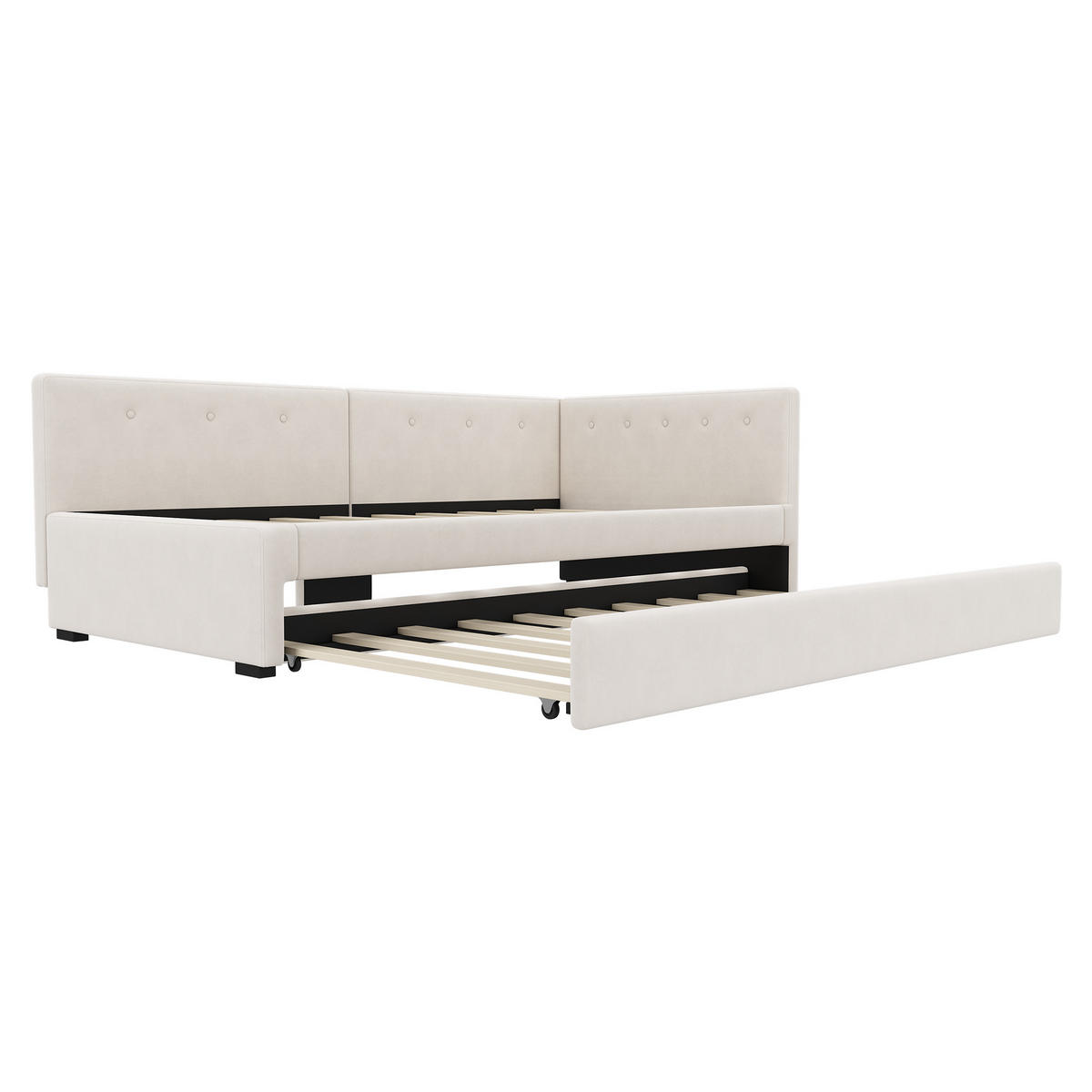 TAGEBETT 90x200cm Beige mit Rollbett minimalistisch - Beige, Holz (90/200cm) - FLIEKS