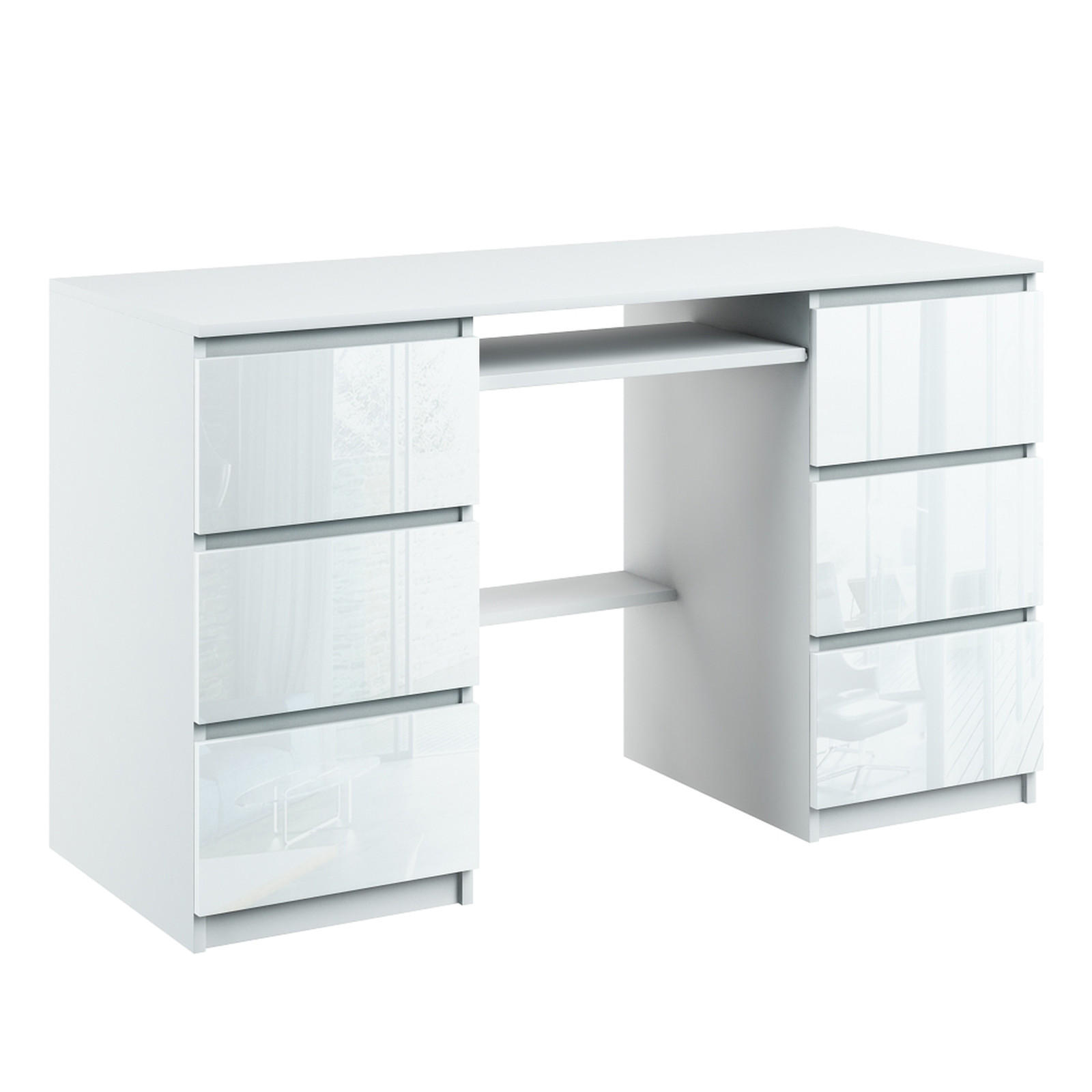 COMPUTERTISCH Bella B2 Weiß Hochglanz - Weiß Hochglanz, Holzwerkstoff (50/127/76cm) - roe furniture