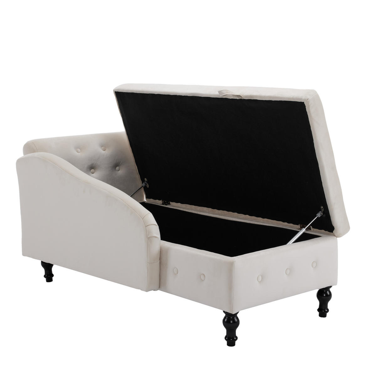RÉCAMIERE Samt Beige mit Stauraum mit Kissen - Beige, Holz/Holzwerkstoff (144/69/62cm) - WISHDOR