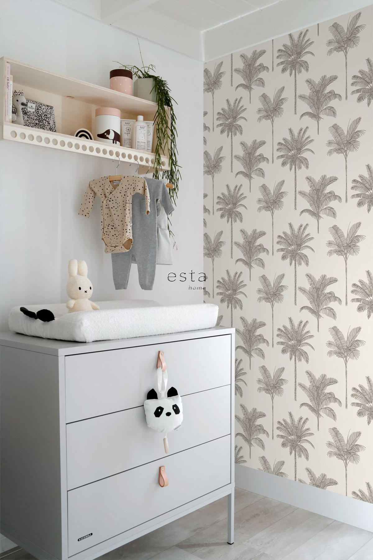 TAPETE Palmen 53 cm x 10.05 m - Beige, Papier (53/1000cm) - ESTAhome