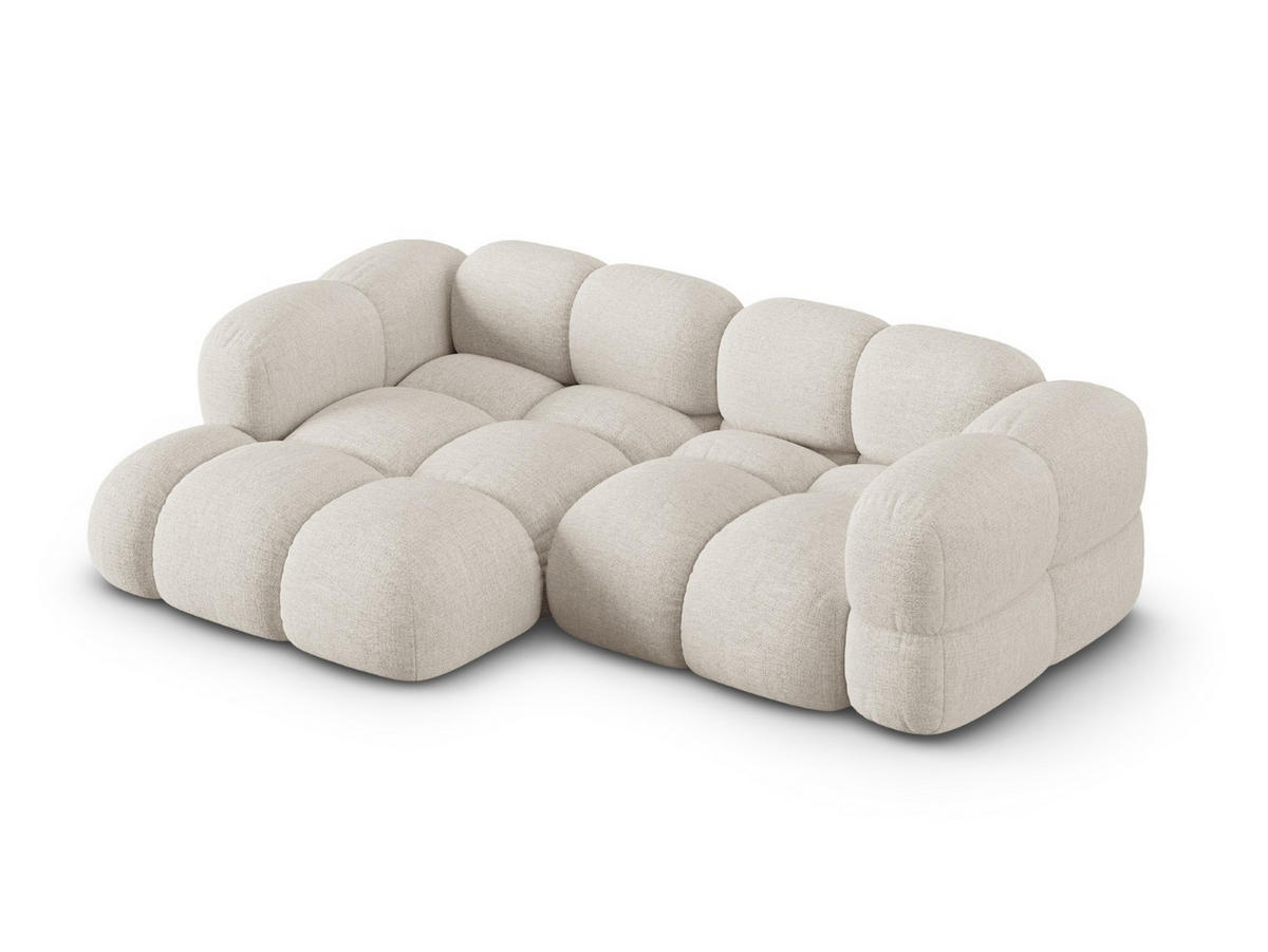 ECKSOFA links Loretto aus strukturiertem Stoff beige 3 Sitzplätze - Beige, Textil (147/250cm) - Cosmopolitan Design