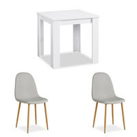 TISCHGRUPPE 80/80 cm in weiß mit 2 Stühlen grau - Weiß/Grau, Holz/Textil (80/88/80cm) - Homestyle4u
