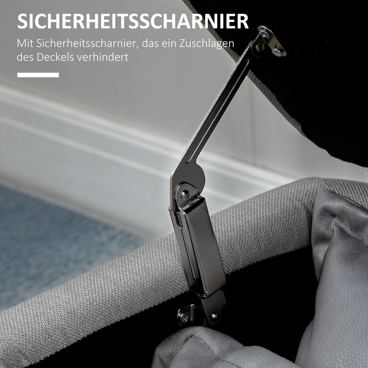 SITZBANK, Polsterbank mit Stauraum, Leinenoptik für Wohnzimmer, 101x38,5x44,5 cm - Grau, Kunststoff (38.5/44.5/101cm) - HOMCOM