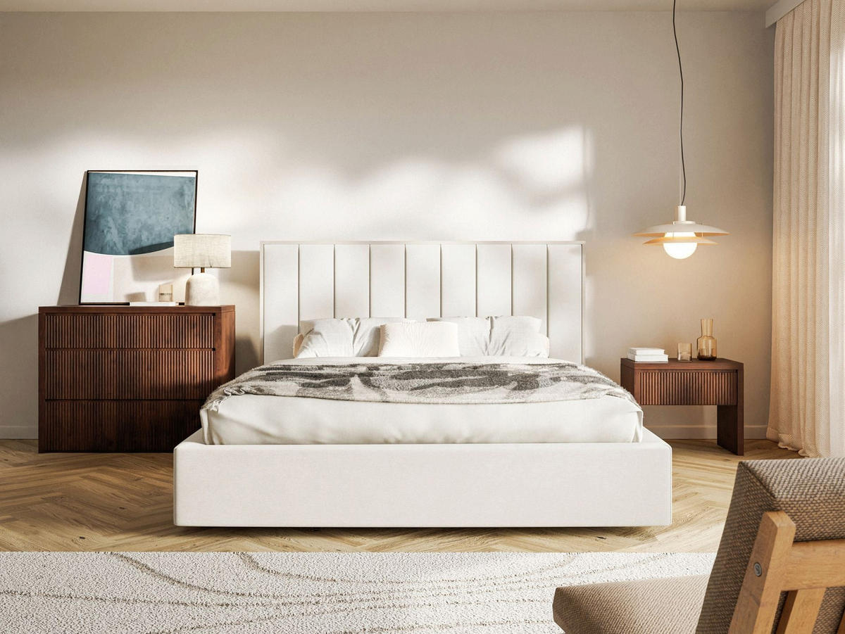 POLSTERBETT Togents Creme mit Veloursbezug und Bettkasten, 180x200 cm - Creme, Textil (180/200cm) - Selsey