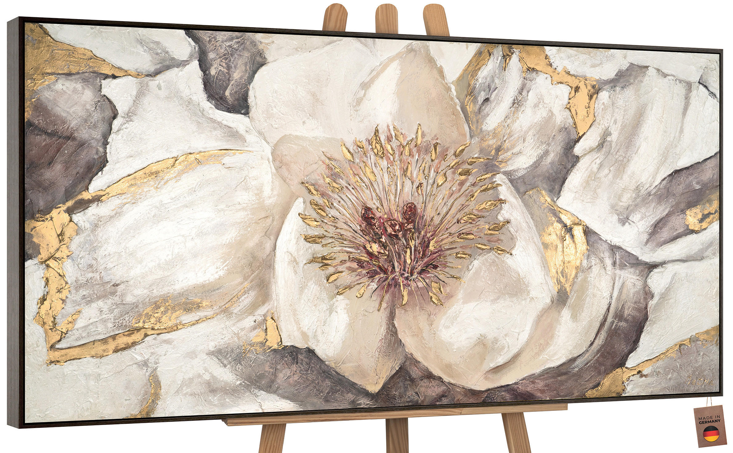 YS-art gallery Gemälde Grau 100x50 cm