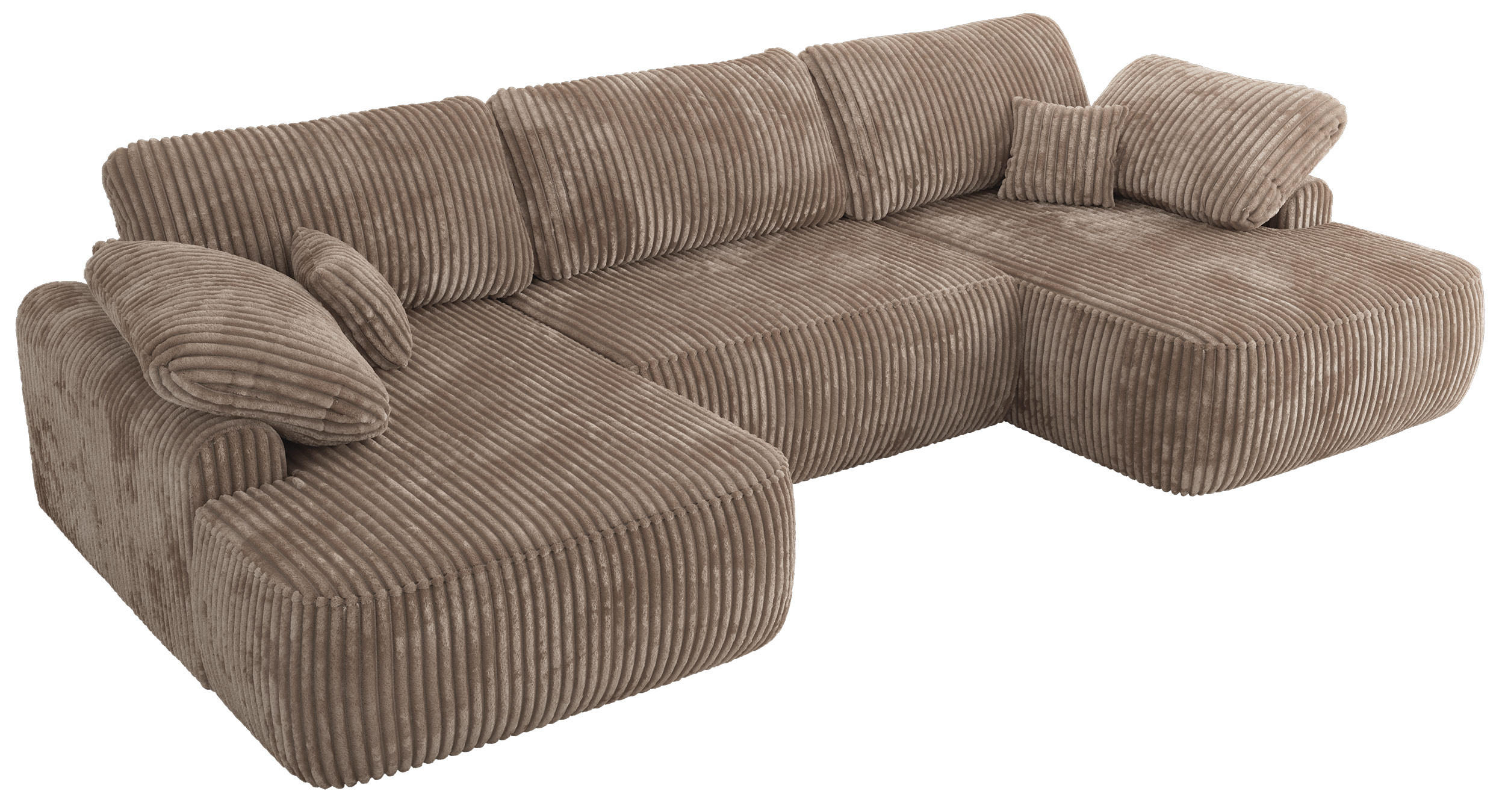 WOHNLANDSCHAFT CUBO U Braun Cord - Schwarz/Braun, Kunststoff/Textil (370/100/187cm) - MKS