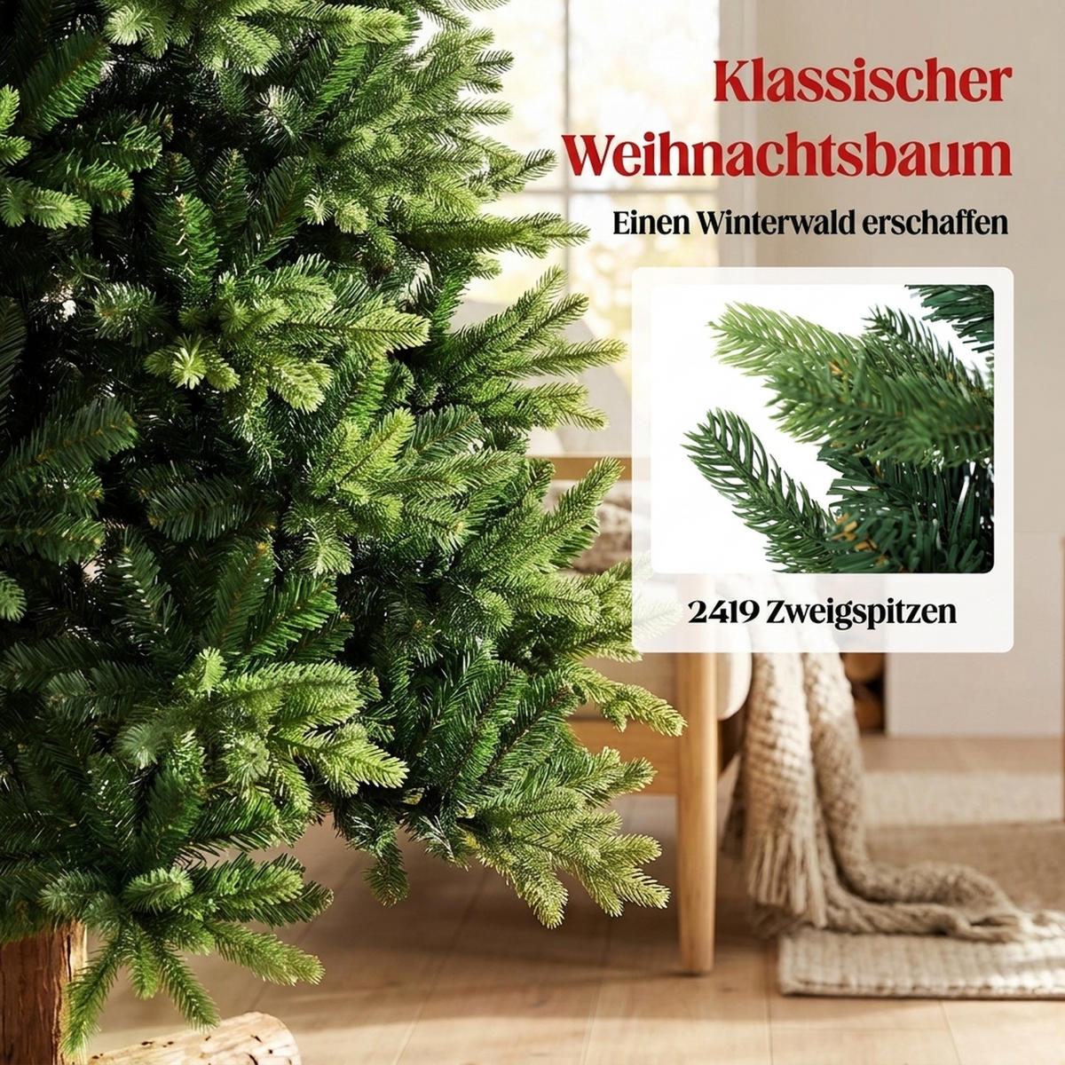 WEIHNACHTSBAUM PE PVC Grün - Grün, Kunststoff (180cm) - HOMCOM