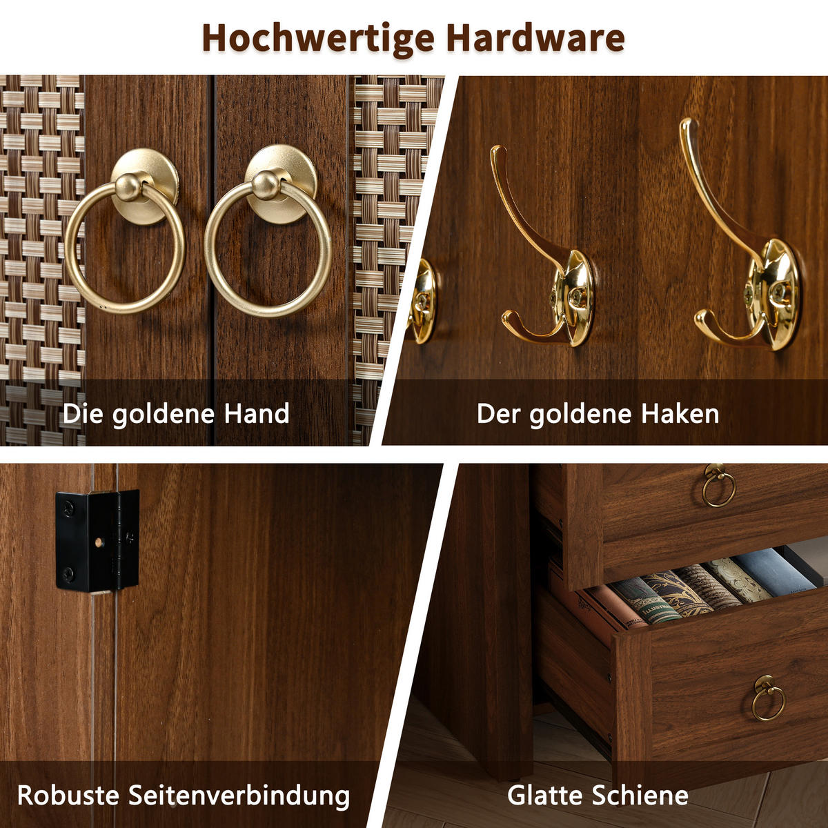 BÜCHERREGAL in Walnussfarben Aufbewahrungsschrank mit Doppelschubladen für Wohn- und Schlafzimmer, B80/T40/H180 cm - Nussbaumfarben, Holzwerkstoff/Metall (80/180/40cm) - STILVORA
