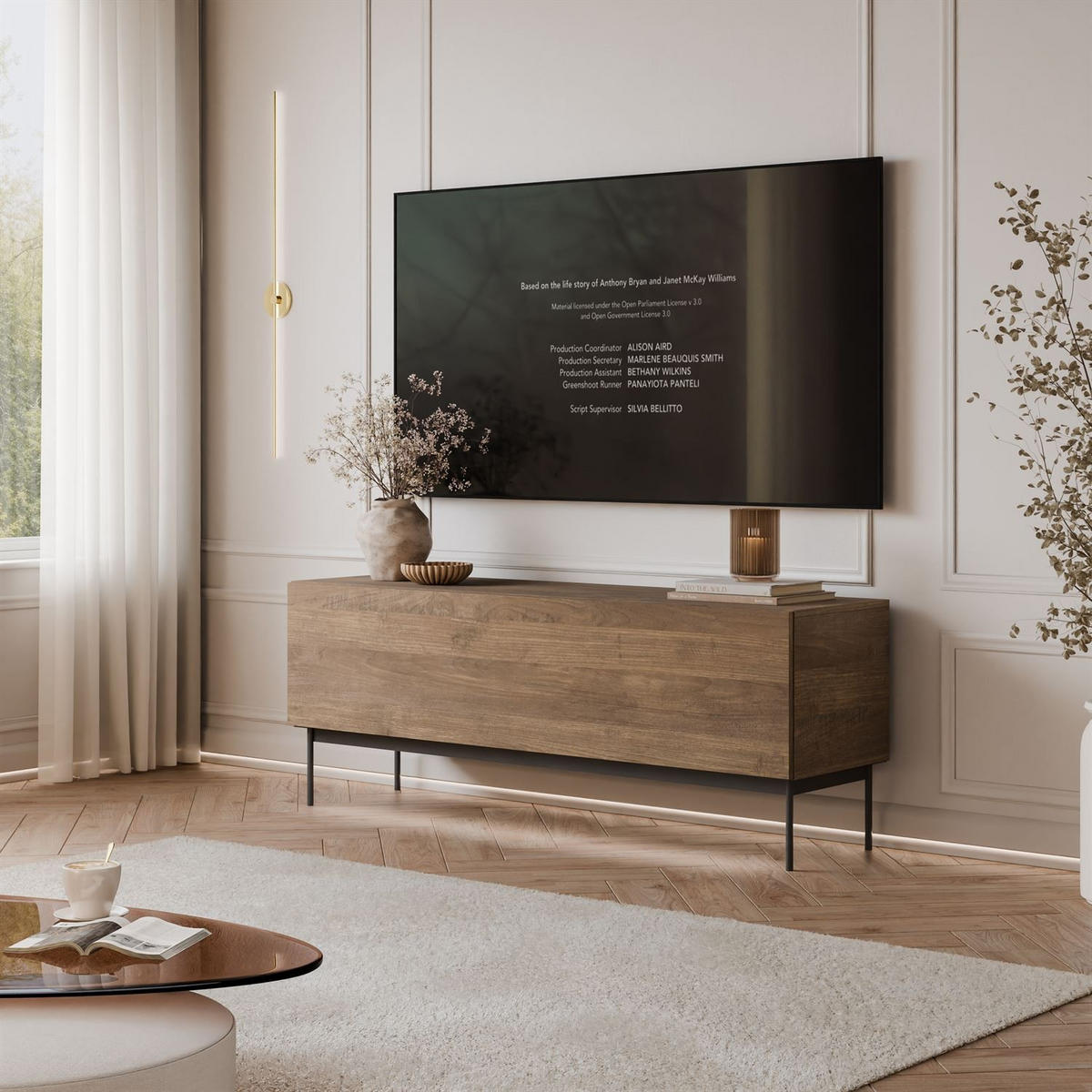 TV-UNIT COLGANTE in Nussbaum, 150 cm, auf Gestell LED - Nussbaumfarben, Holzwerkstoff (150/56/40cm) - Lookway