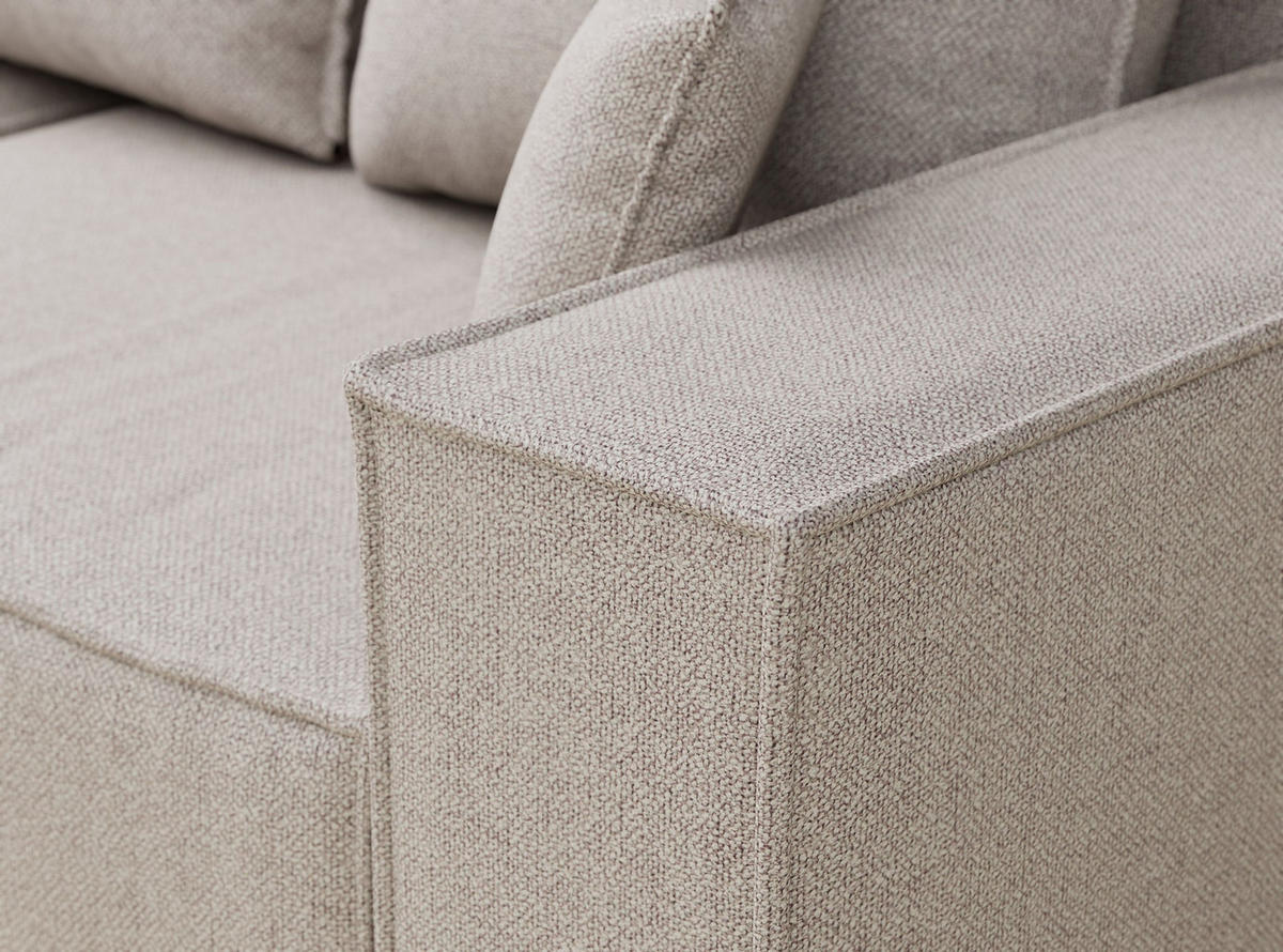 ECKSOFA MIT SCHLAFFUNKTION Moyo Beige Webstoff - Schwarz/Grau, Holz/Holzwerkstoff (255/148cm) - Maison de Reve