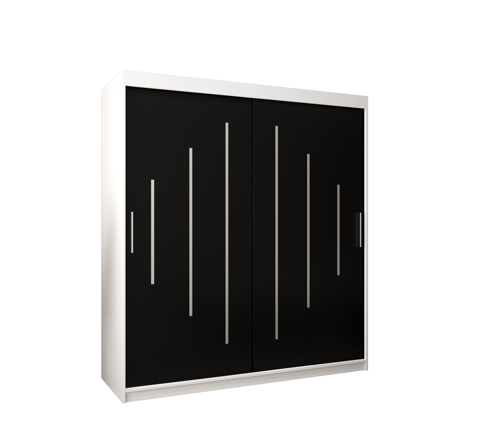 Abiks Möbel Schwebetürenschrank Weiß, Schwarz 180x200x62 cm