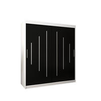 SCHWEBETÜRENSCHRANK 200/180/62 2-türig - Silberfarben/Schwarz, Holz/Kunststoff (180/200/62cm) - Abiks Möbel