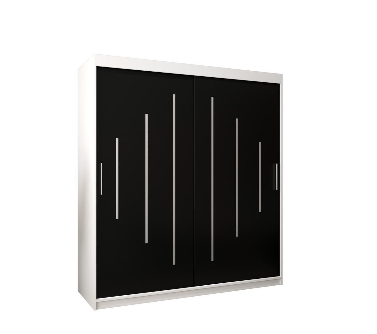 SCHWEBETÜRENSCHRANK 200/180/62 2-türig - Silberfarben/Schwarz, Holz/Kunststoff (180/200/62cm) - Abiks Möbel