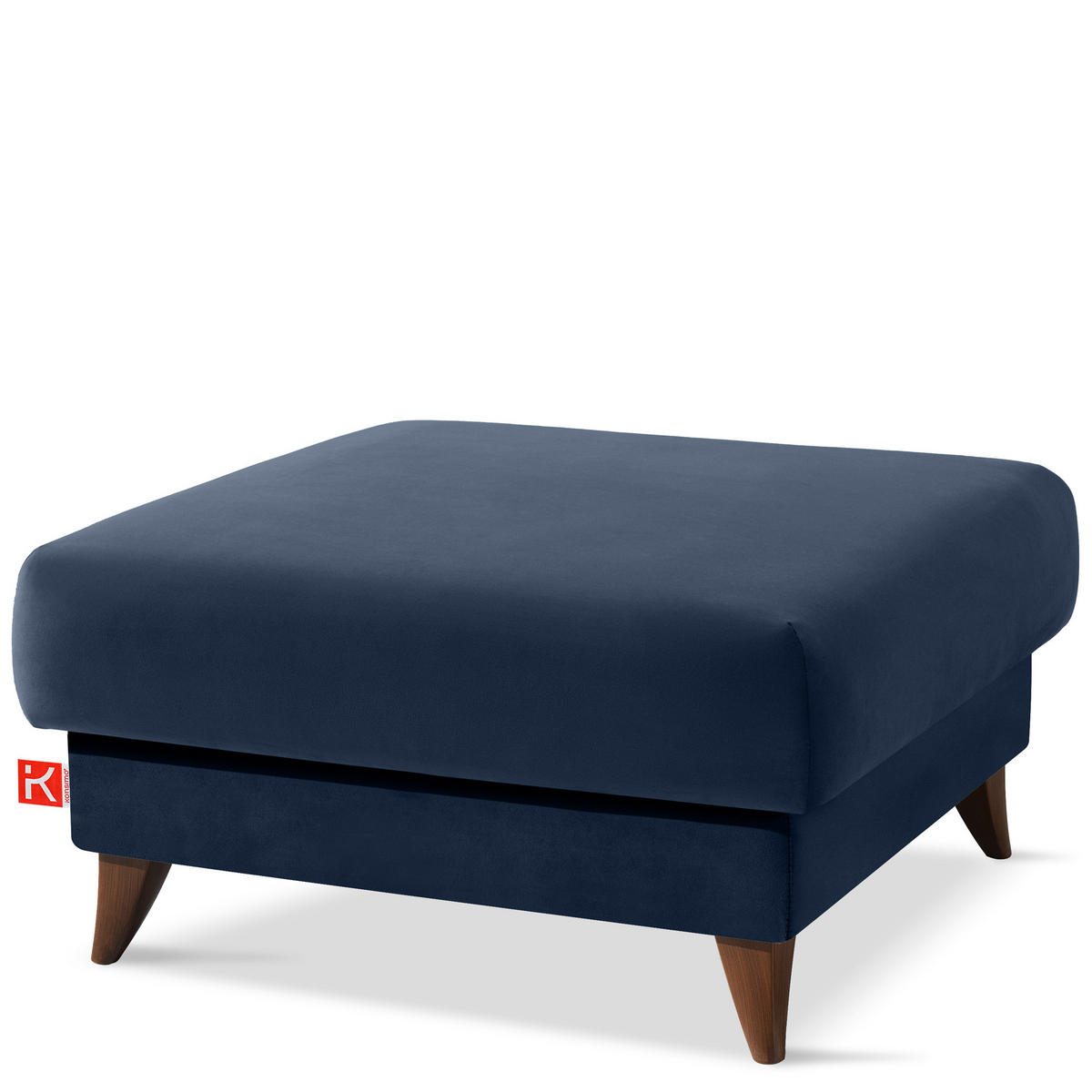 HOCKER GUSTAVO Velours, Dunkelbau - Dunkelblau, Holz/Holzwerkstoff (92/49/92cm) - KONSIMO®