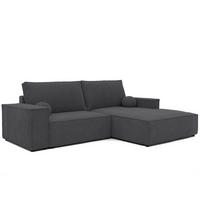 ECKSOFA HUGO Rechts, mit Schlaffunktion und Bettkasten, Dunkelgrau - Dunkelgrau, Textil (255/148cm) - Idohome