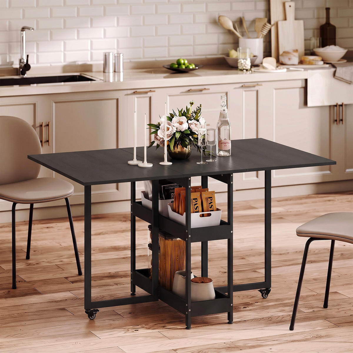 ESSTISCH Schwarz 133.4/80.0/75.0 - Schwarz, Holzwerkstoff (133.4/80/75cm)