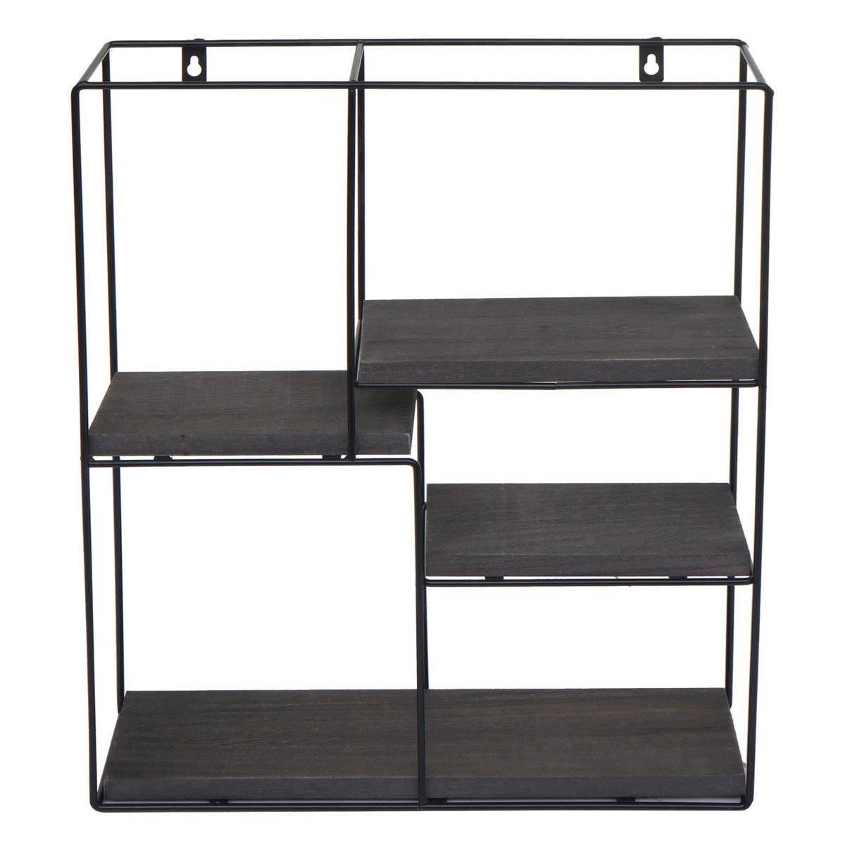 WANDREGAL rechteckig 51x40x11cm 4 Regalböden Metall Massiv-Holz Industrial Dunkelgrau - Grau, Holz (40/51/11cm) - BERLINLODGE