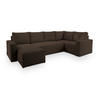 WOHNLANDSCHAFT NORENA R-S Braun Kordstoff mit Schlaffunktion - Braun, Holz (295/85/157.5cm) - MASSENO