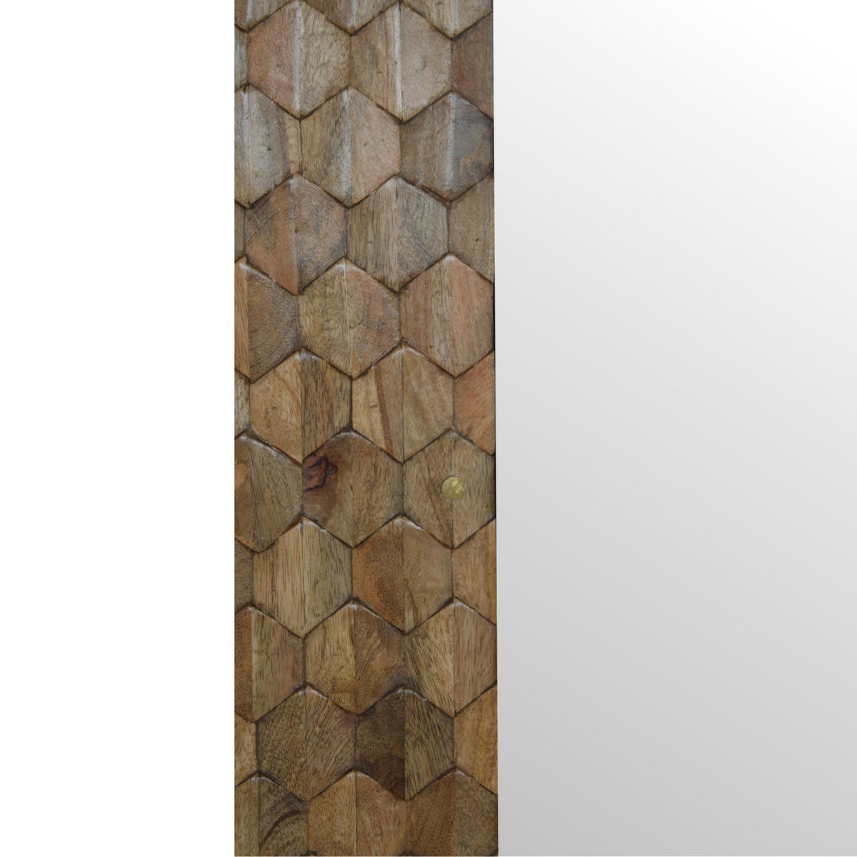 SPIEGELSCHRANK mit Ananas-Schnitzerei - Messingfarben/Braun, Holz/Metall (43/58/12cm) - Artisan Furniture