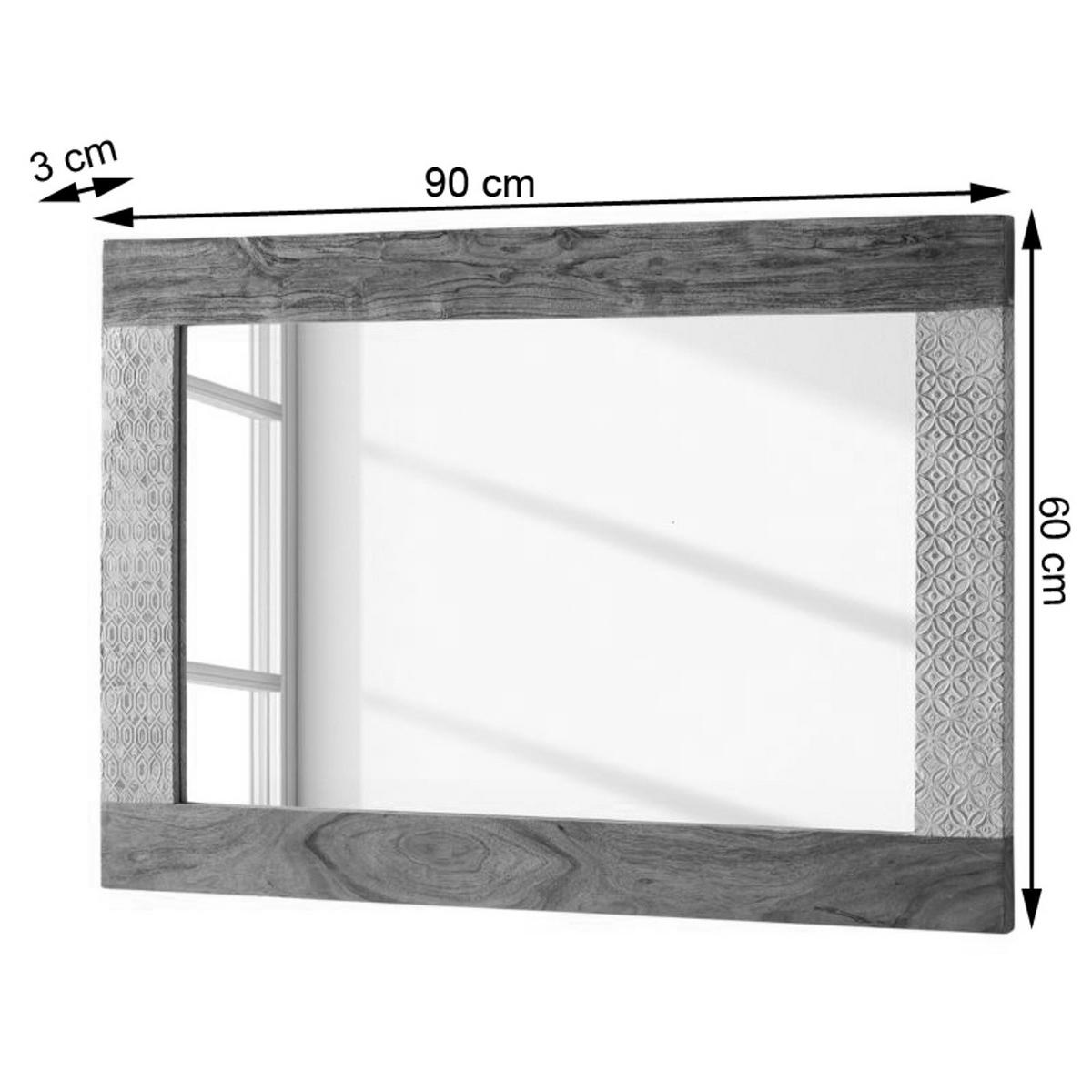 SPIEGEL - Akazie massiv - Ecru / Akazie - Braun, Holz/Metall (90/60/3cm) - home24