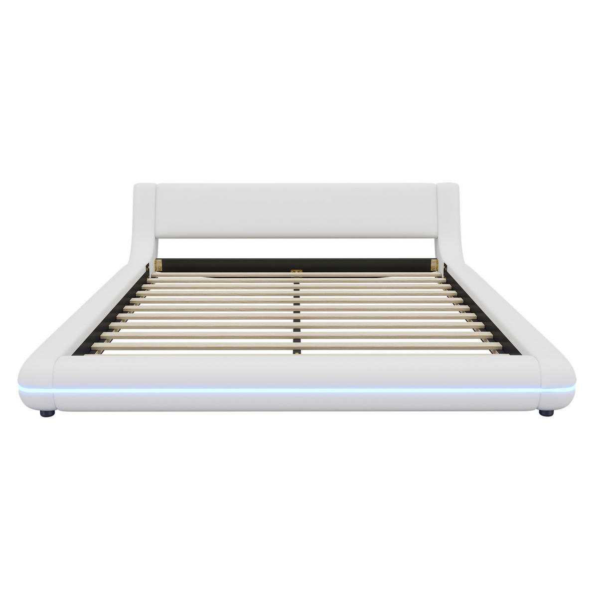 POLSTERBETT 160/200 cm weiß aus PU mit LED-Beleuchtung - Weiß, Kunststoff (160/200cm) - OKMYHOME
