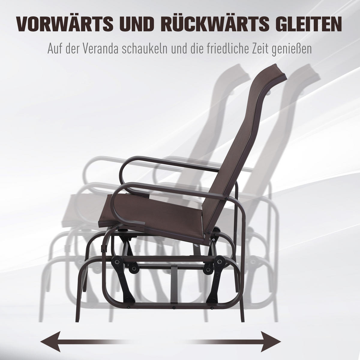 SCHAUKELSTUHL DE-07003 Texteline, wetterfest, bis 160 kg Braun - Braun, Textil/Metall (78/105/60cm) - ComfortXL