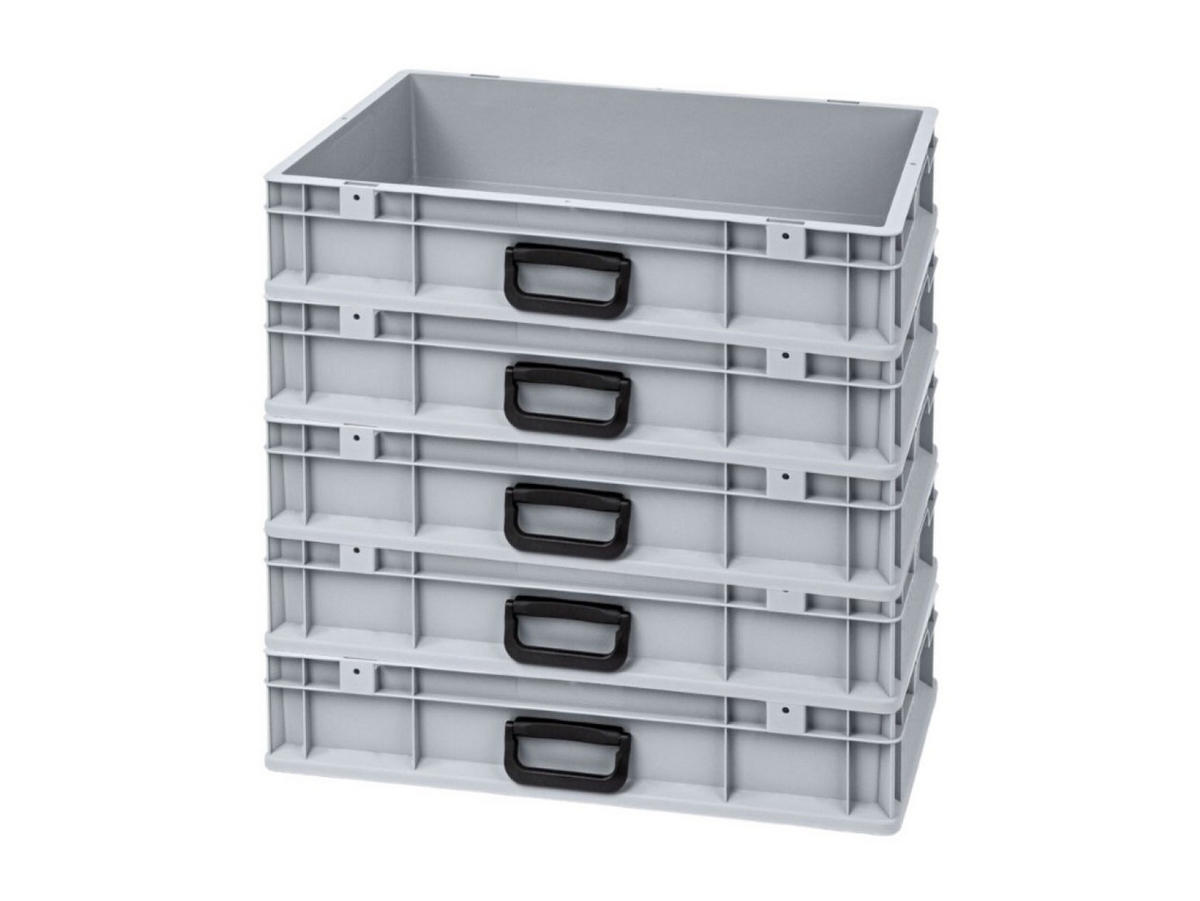 EUROBOX 5x Nextgen Portable Uno 12x40x60cm 23 Liter - Grau, Kunststoff (30/17/40cm) - PROREGAL