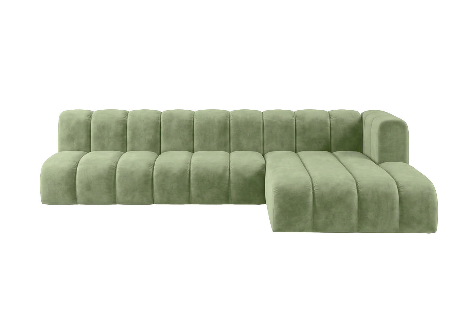 ECKSOFA Modulares In L-Form, Velvet-Stoff Riviera, Olive, Rechts, GRAND 295 cm - Olivgrün, Holz (295/179cm) - Kaiser Möbel