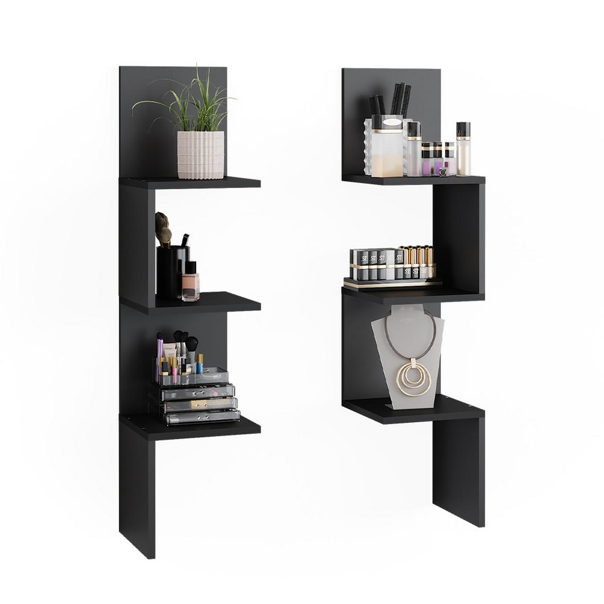 ECKREGAL Paolo Schwarz 28 x 116.4 cm 2er Set - Schwarz, Holzwerkstoff (28/116.4/28cm) - Vicco