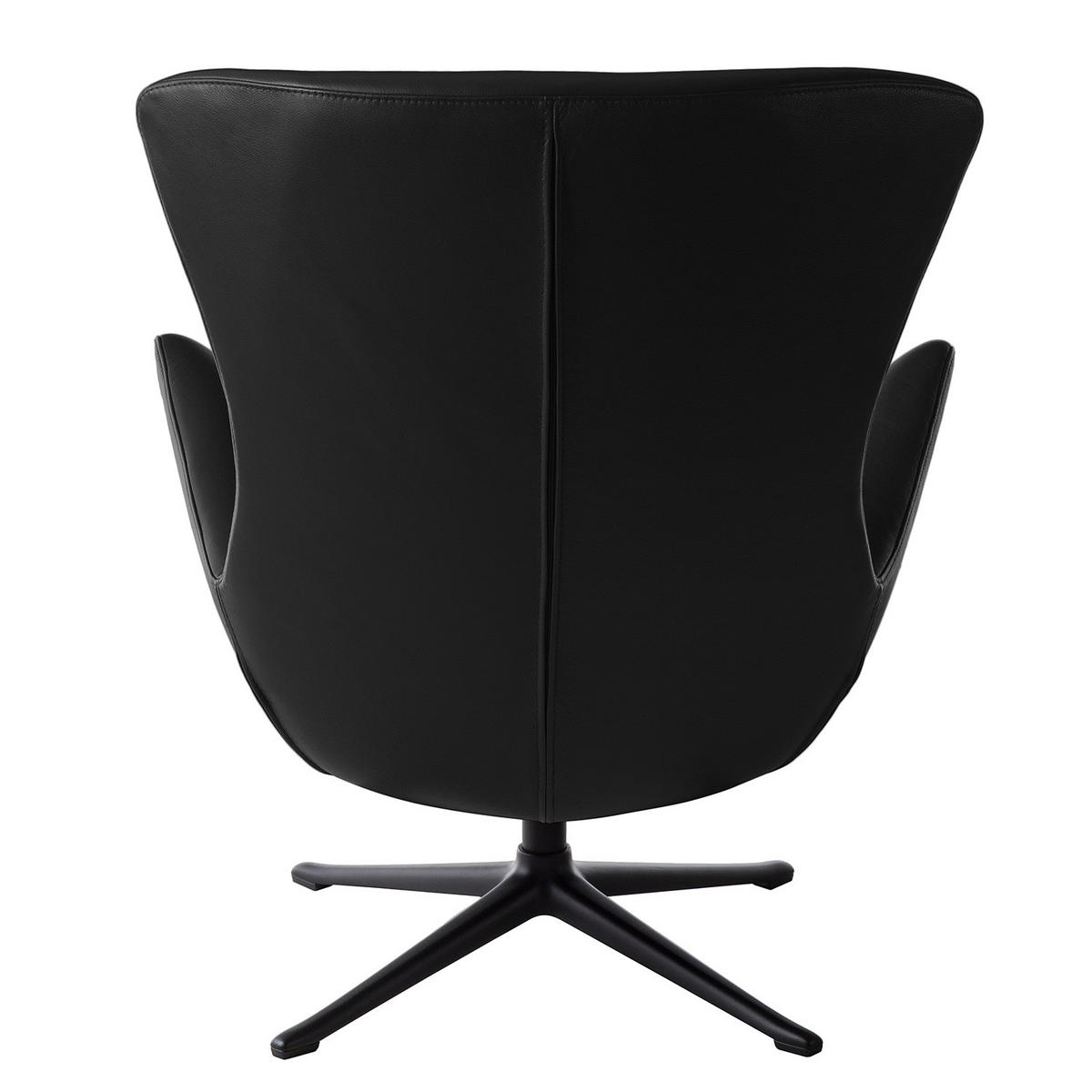 SESSEL mit Kreuzfuß - Schwarz, Leder/Metall (84/99/96cm) - home24