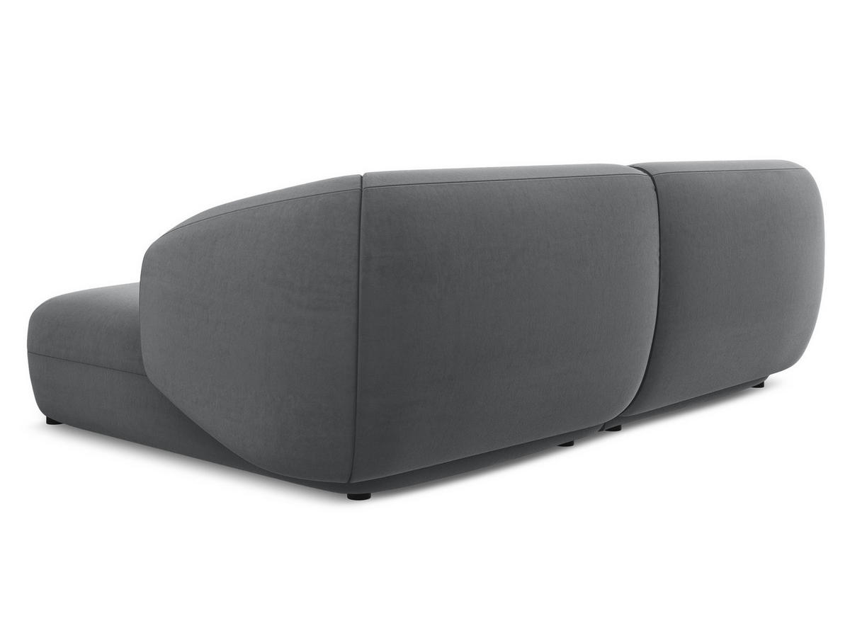 ECKSOFA Links Samt Stoff Grau - Silberfarben/Schwarz, Kunststoff/Textil (156/280cm) - Makamii