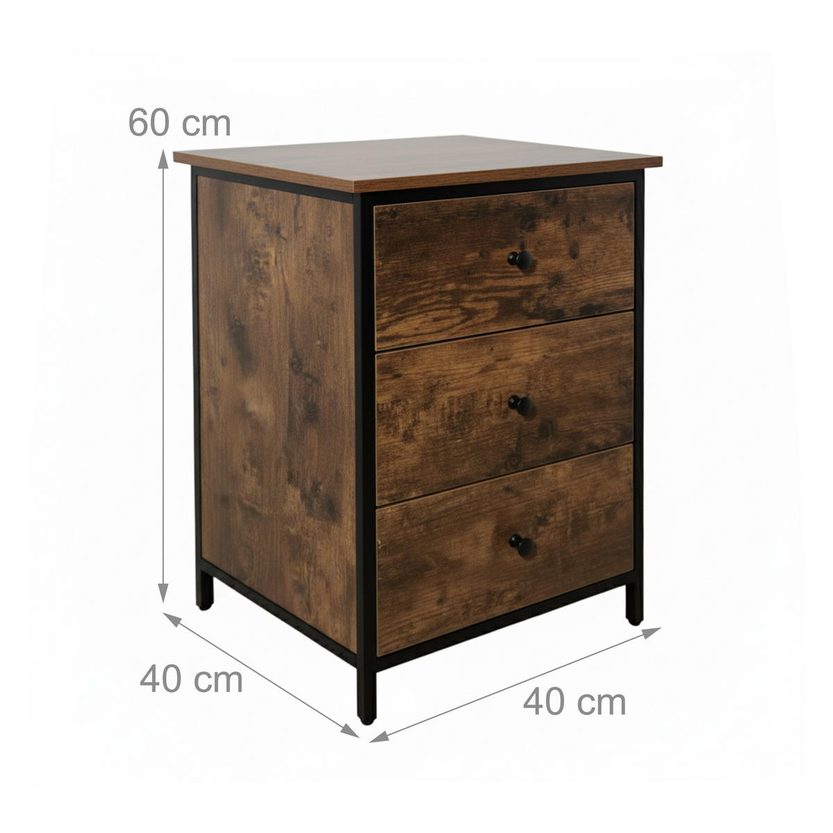 NACHTTISCH - Braun, Holzwerkstoff/Metall (40/60/40cm) - Relaxdays