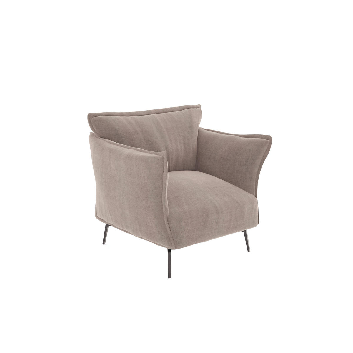 SESSEL Samt Taupe 102cm - Taupe, Textil (102/90/105cm) - Sia Home