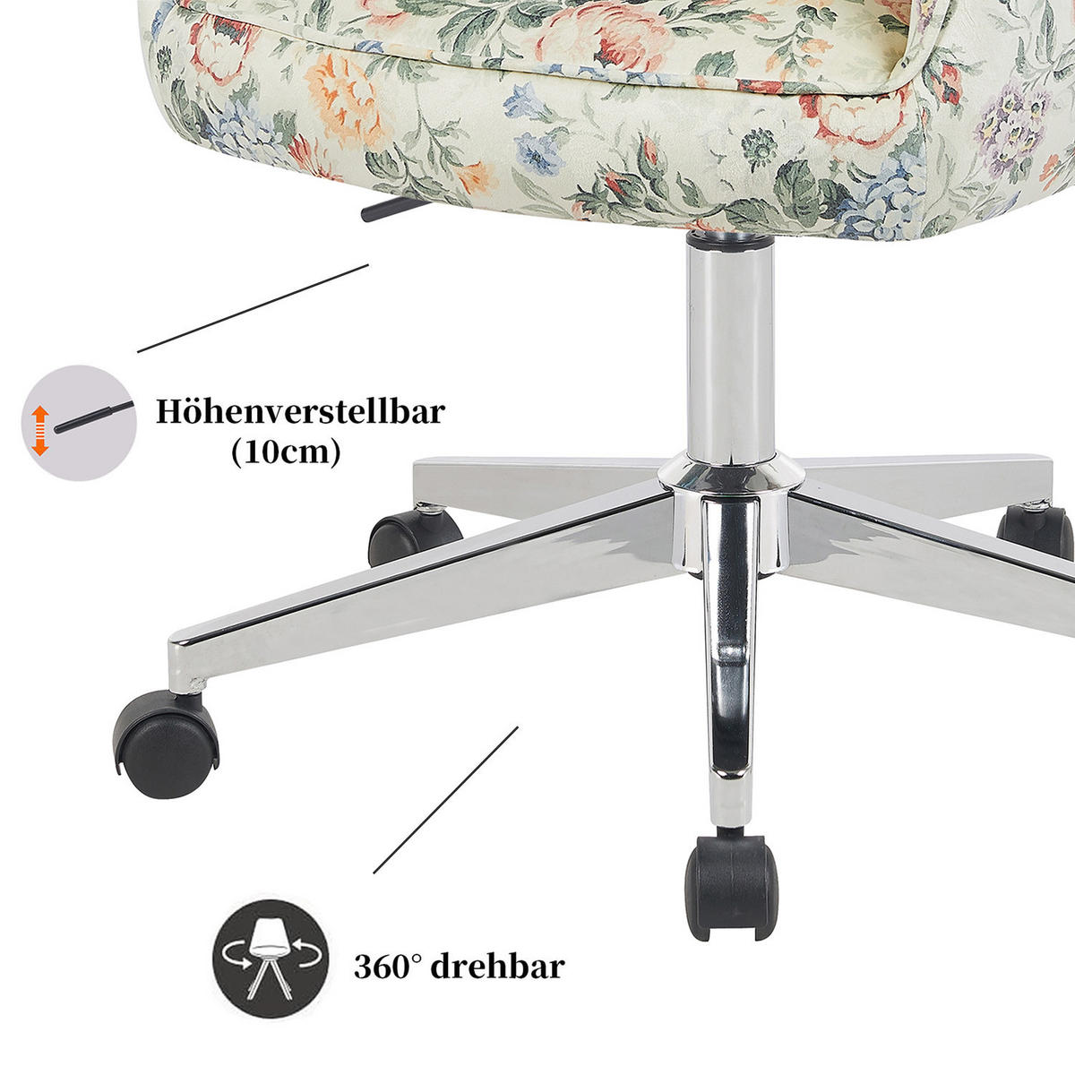 BÜROSTUHL Mika-Faro 2er-Set - Chromfarben/Multicolor, Textil/Metall (60/84/65cm) - DUBI Möbel
