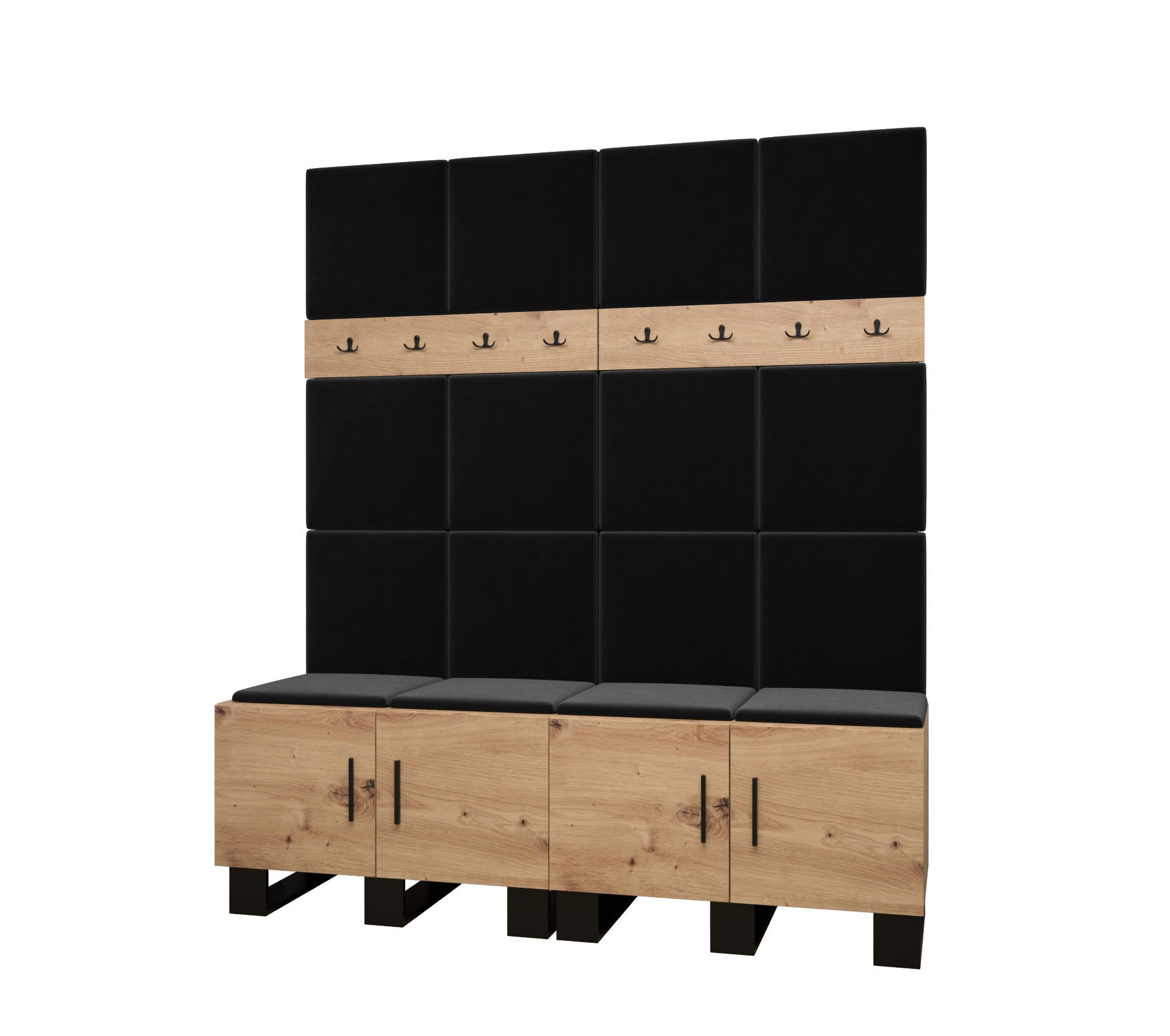GARDEROBEN-SET 196/168/45,6 - Dunkelgrau/Schwarz, Holz/Kunststoff (168/196/45.6cm) - Abiks Möbel
