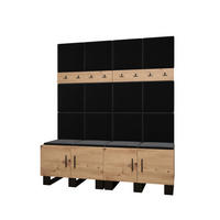 GARDEROBEN-SET 196/168/45,6 - Dunkelgrau/Schwarz, Holz/Kunststoff (168/196/45.6cm) - Abiks Möbel