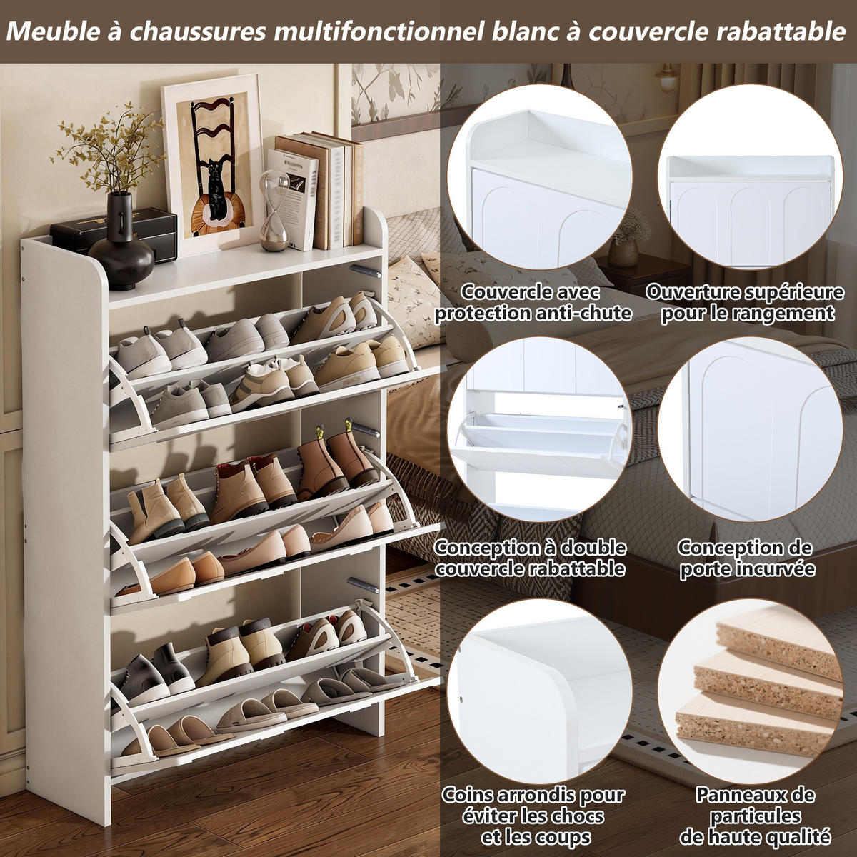 SCHUHSCHRANK Weiß MDF 12 Fächer 2-teilig Set Stauraum - Weiß, Holzwerkstoff (25/120/70cm) - FLIEKS