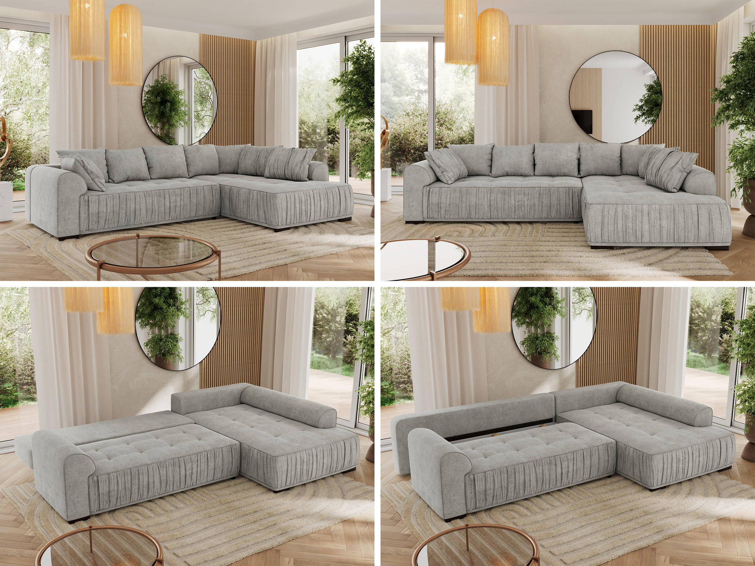 Thumbnail - MKS Ecksofa, Hellgrau, Textil, 3-Sitzer, L-Form,L-Form, 325x200 cm, Oeko-Tex®, Wohnzimmer, Sofas & Couches, Wohnlandscha...