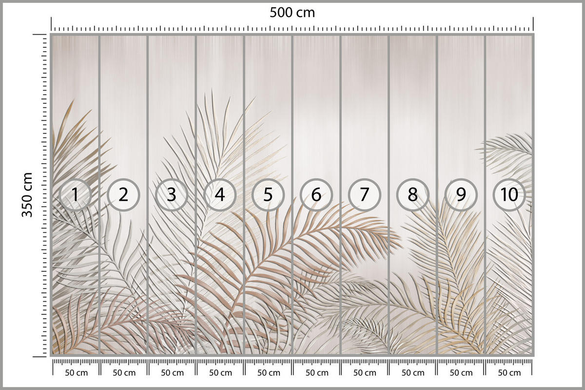 FOTOTAPETE für Schlafzimmer Beige Palmenblätter Delikat 500x350 - Beige/Braun, Papier (500/350cm) - Muralo
