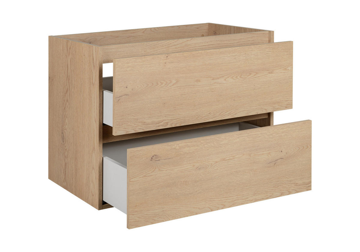 BADEZIMMERSCHRANK 80 cm, Farbe: helle Eiche, 80 x 46 x 60,7 cm - Eichefarben, Holzwerkstoff (80/60.7/46cm) - 3XE LIVING