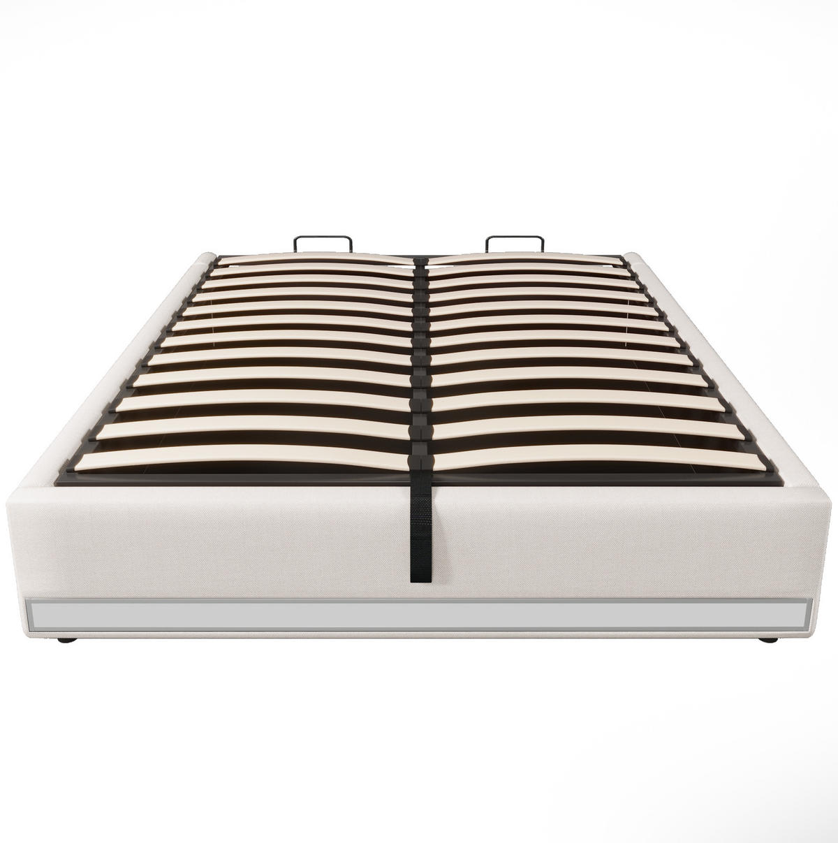 POLSTERBETT mit LED, USB und Stauraum 140x200 cm Leinen Beige - Beige, Metall (140/200cm) - Meubliv