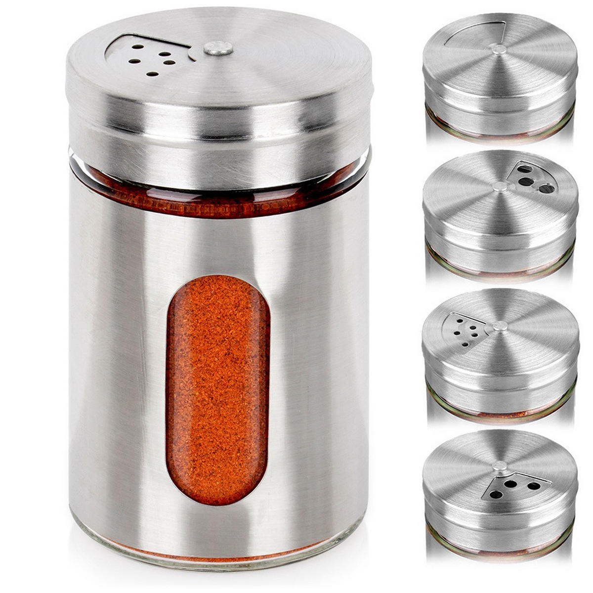 GEWÜRZDOSE Sieb Edelstahl 100 ml Silberfarben - Silberfarben, Glas (5/8/5cm) - Excellent Houseware