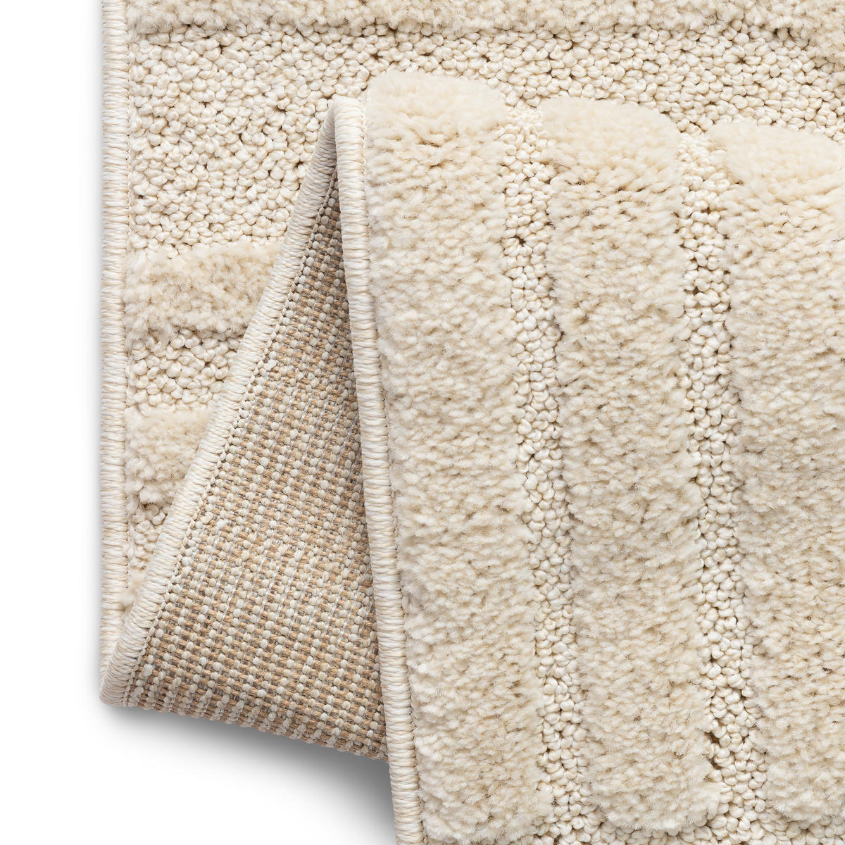 KURZFLORTEPPICH LINEA creme Patchworkmuster 3D-Struktur 140/200 cm - Creme, Textil (140/200cm) - Tapiso