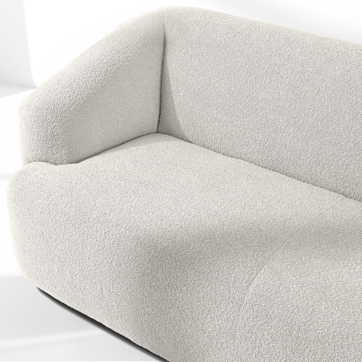 EINZELSOFA VIRA, Weiß, Bouclé - Schwarz/Weiß, Holz/Holzwerkstoff (210/84/100cm) - KONSIMO®