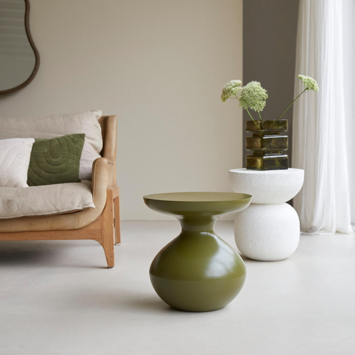 BEISTELLTISCH Tummy Grün aus Metall - Grün, Metall (38/38/40cm) - Tikamoon