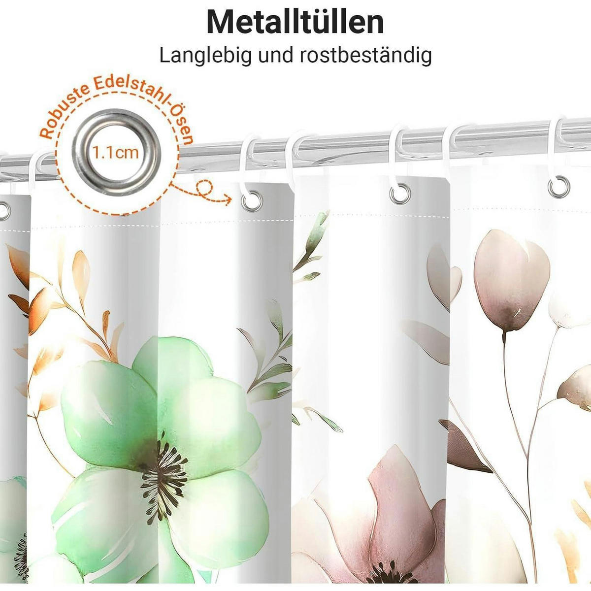 DUSCHVORHANG Blumen Zeichnen 180 x 170 cm - Multicolor, Textil (180/170cm)