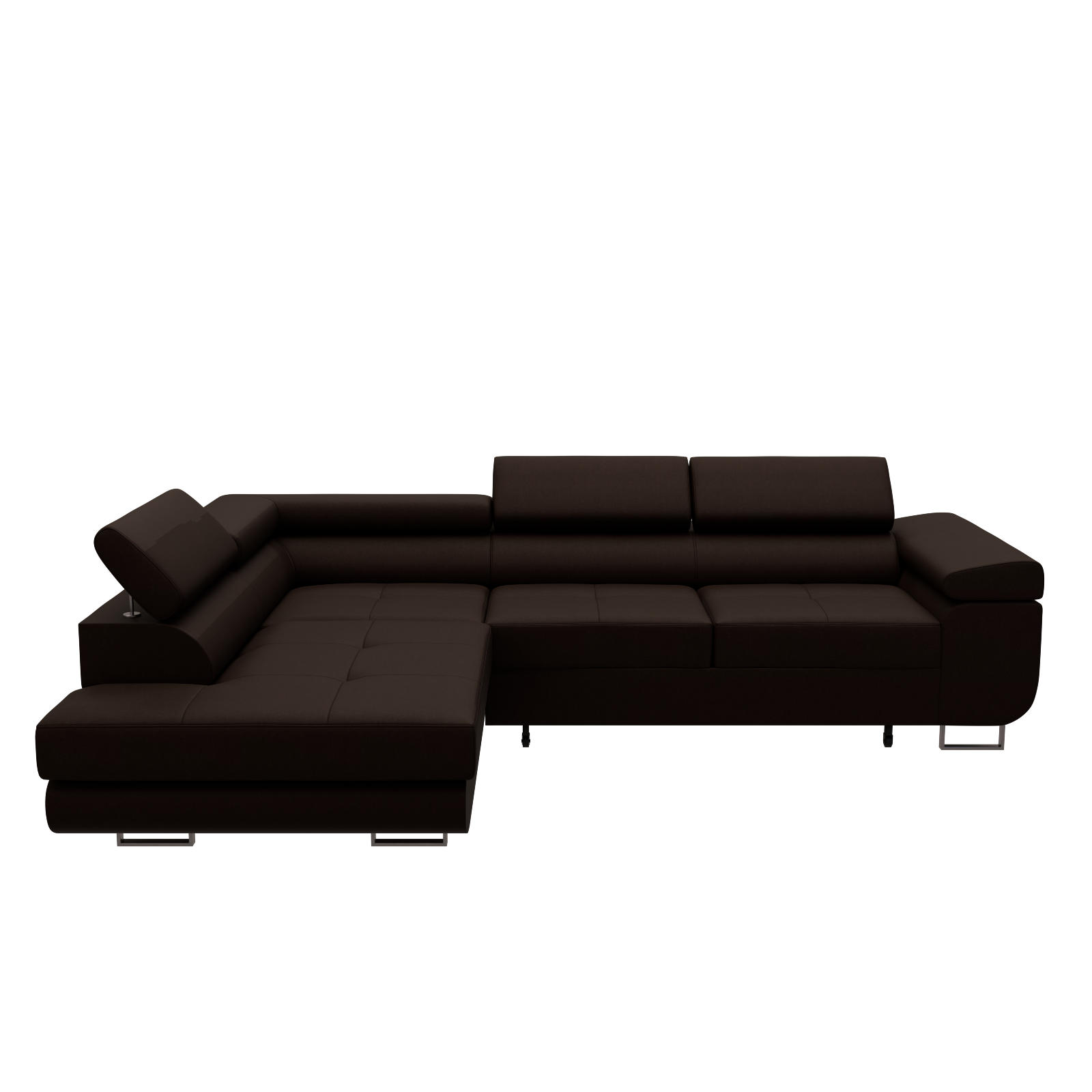 ECKSOFA VEMO EDGE Links Braun Velour-Stoff mit Bettkasten und Schlaffunktion - Dunkelbraun, Textil (200/270cm) - Barchello